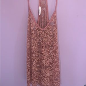 Pink laced tank top